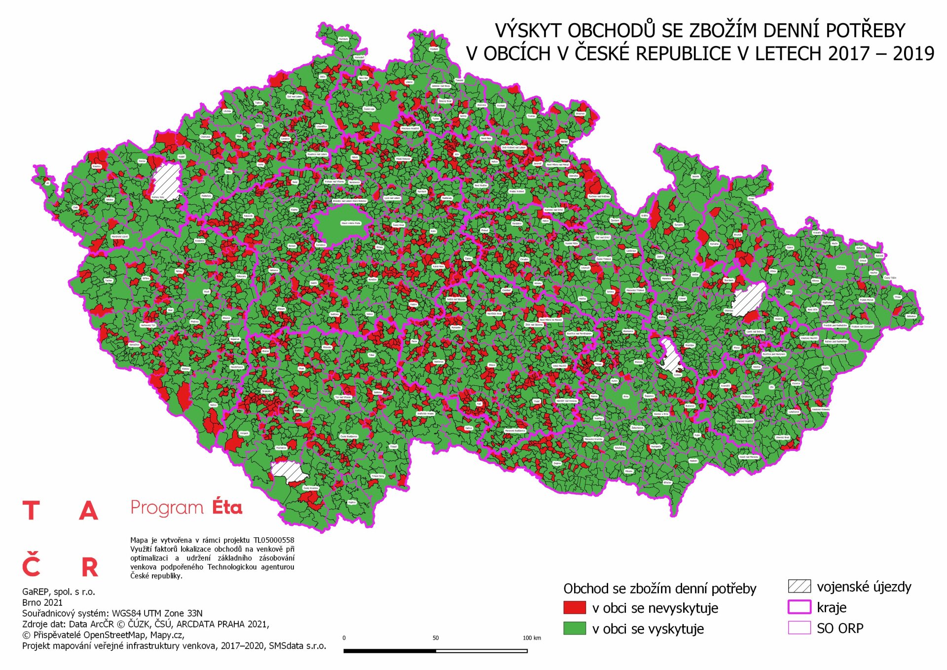 Výskyt obchodů s&nbsp;potravinami